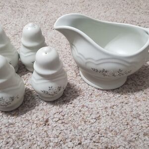 Pfaltzgraff White and Gray Serveware Set